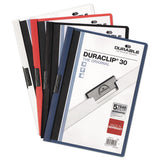 Vinyl Duraclip Report Cover W-clip, Letter, Holds 30 Pages, Clear-navy, 25-box