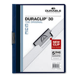 Vinyl Duraclip Report Cover W-clip, Letter, Holds 30 Pages, Clear-navy, 25-box