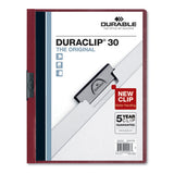 Vinyl Duraclip Report Cover W-clip, Letter, Holds 30 Pages, Clear-maroon, 25-box