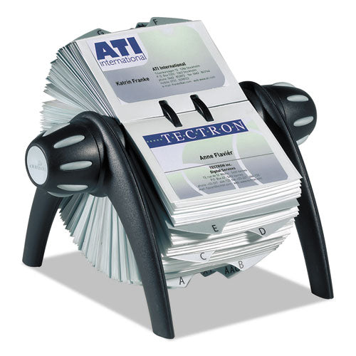 Visifix Flip Rotary Business Card File, Holds 400 4 1-8 X 2 7-8 Cards, Black-sr