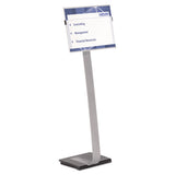Info Sign Duo Floor Stand, Tabloid-size Inserts, 15 X 50, Clear