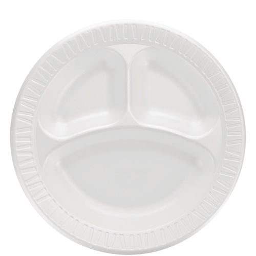 Quiet Classic Laminated Foam Dinnerware, 3-compartment Plate, 10