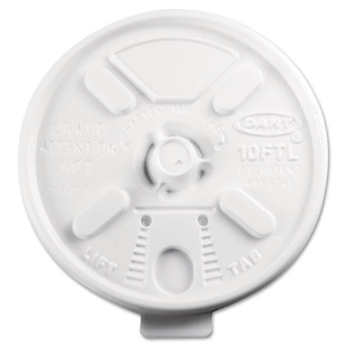 Lift N' Lock Plastic Hot Cup Lids, Fits 10oz Cups, White, 1000-carton