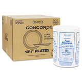 Concorde Foam Plate, 10 1-4" Dia, White, 125-pack, 4 Packs-carton