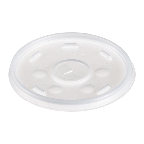 Plastic Lids For Foam Cups, Bowls And Containers, Flat With Straw Slot, Fits 6-14 Oz, Translucent, 1,000-carton