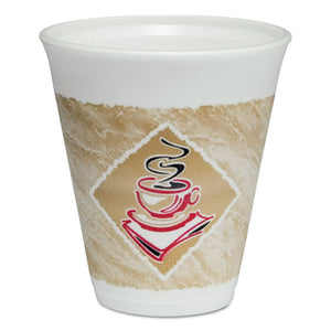 Cafe G Foam Hot-cold Cups, 12 Oz, Brown-red-white, 20-pack