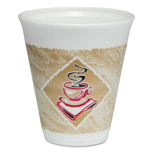 Cafe G Foam Hot-cold Cups, 12 Oz, Brown-red-white, 20-pack