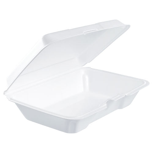 Foam Hinged Lid Containers, 6.4w X 9.3d X 2.6h, White, 200-carton