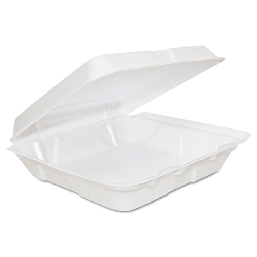 Foam Hinged Lid Containers, 8 X 8 X 2 1-4, White, 200-carton