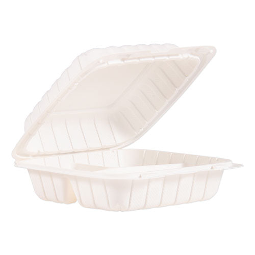 Hinged Lid Three Compartment Containers, 8.3