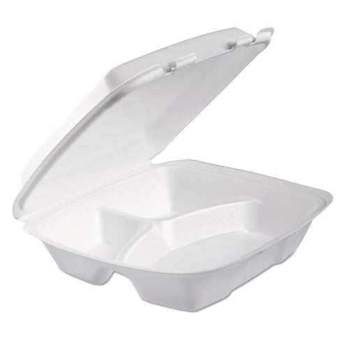 Foam Hinged Lid Container, 3-comp, 9 X 9 2-5 X 3, White, 100-bag, 2 Bag-carton