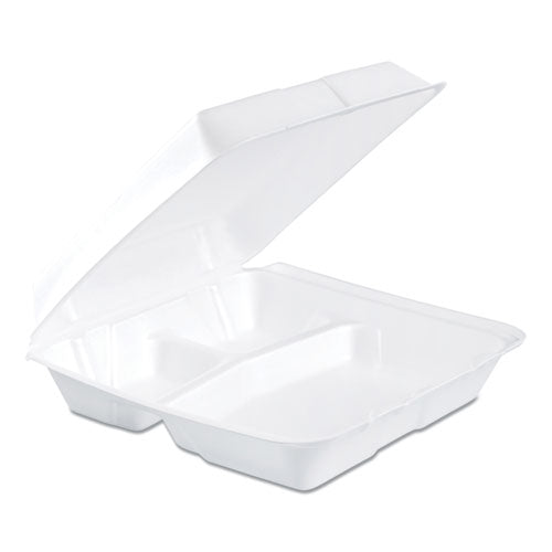 Foam Container, Hinged Lid, 3-comp, 9 1-2 X 9 1-4 X 3, 200-carton
