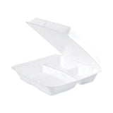 Insulated Foam Hinged Lid Containers, 3-compartment, 9.3 X 9.5 X 3, White, 200-pack, 2 Packs-carton