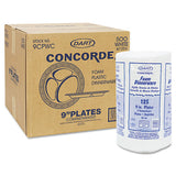 Concorde Foam Plate, 3-comp, 9" Dia, White, 125-pack, 4 Packs-carton