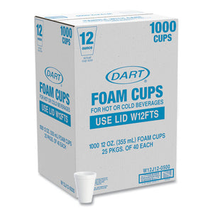 Foam Drink Cups, 12 Oz, White, 25/bag, 40 Bags/carton