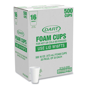 Foam Drink Cups, 16 Oz, White, 25/bag, 20 Bags/carton