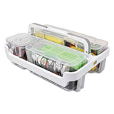 Stackable Caddy Organizer With S, M And L Containers, White Caddy, Clear Containers