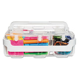 Stackable Caddy Organizer With S, M And L Containers, White Caddy, Clear Containers