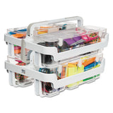 Stackable Caddy Organizer With S, M And L Containers, White Caddy, Clear Containers