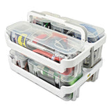 Stackable Caddy Organizer With S, M And L Containers, White Caddy, Clear Containers