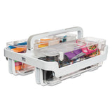 Stackable Caddy Organizer With S, M And L Containers, White Caddy, Clear Containers