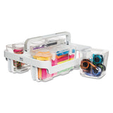 Stackable Caddy Organizer With S, M And L Containers, White Caddy, Clear Containers