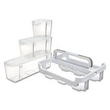 Stackable Caddy Organizer With S, M And L Containers, White Caddy, Clear Containers