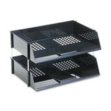 Industrial Tray Side-load Stacking Tray Set, 2 Sections, Letter To Legal Size Files, 16.38" X 11.13" X 3.5", Black, 2-pack