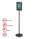 Double-sided Magnetic Sign Display, 8 1-2 X 11 Insert, 56" Tall, Clear-black
