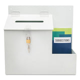 Suggestion Box Literature Holder W-locking Top, 13 3-4 X 3 5-8 X 13, White