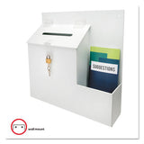 Suggestion Box Literature Holder W-locking Top, 13 3-4 X 3 5-8 X 13, White