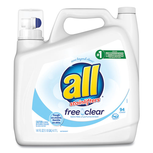 Ultra Free Clear Liquid Detergent, Unscented, 141 Oz Bottle, 4-carton