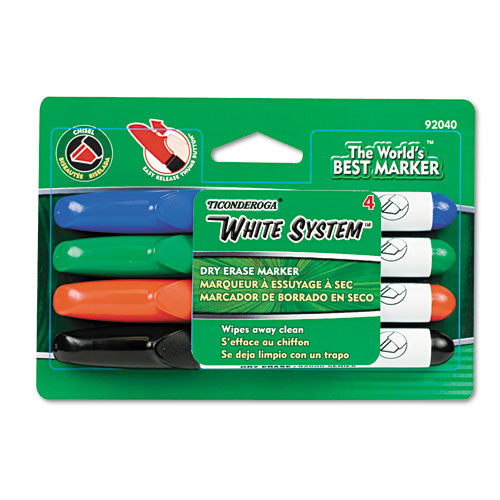 White System Marker, Broad Chisel Tip, Assorted Colors, 4-set