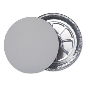 Aluminum Round Containers With Board Lid, 9" Diameter X 1.94"h, Silver, 250-carton