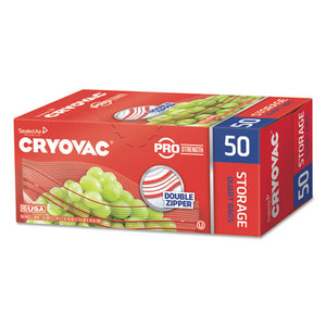 Cryovac One Quart Storage Bag Dual Zipper, 1 Qt, 1.68 Mil, 7" X 7.94", Clear, 450-carton