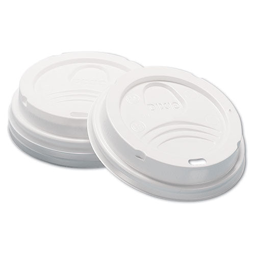 Dome Hot Drink Lids, 8oz Cups, White, 100-sleeve, 10 Sleeves-carton