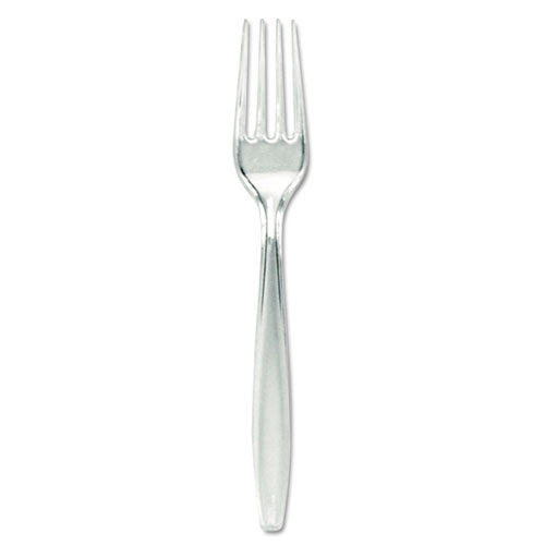 Plastic Cutlery, Forks, Heavyweight, Clear, 1,000-carton
