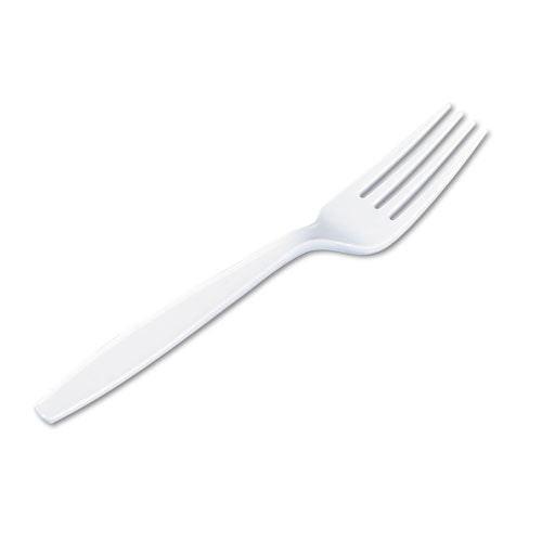 Plastic Cutlery, Heavyweight Forks, White, 1,000-carton