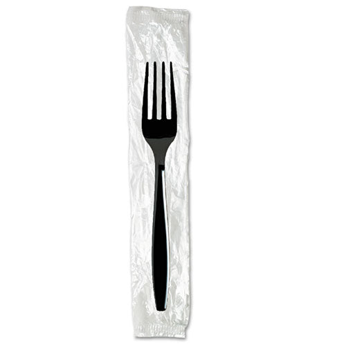 Individually Wrapped Forks, Plastic, Black, 1,000-carton