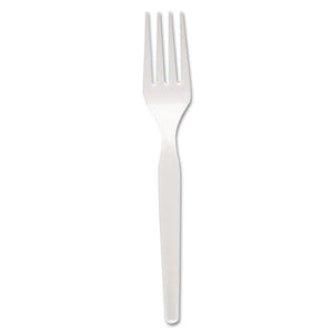 Plastic Cutlery, Heavy Mediumweight Forks, White, 1,000-carton