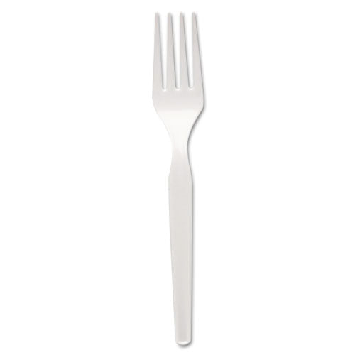Plastic Cutlery, Heavy Mediumweight Forks, White, 1,000-carton