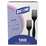 Plastic Cutlery, Heavy Mediumweight Forks, Black, 100-box
