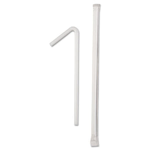 Wrapped Flex Straws, 7 3-4", Polypropylene, White, 10000-carton