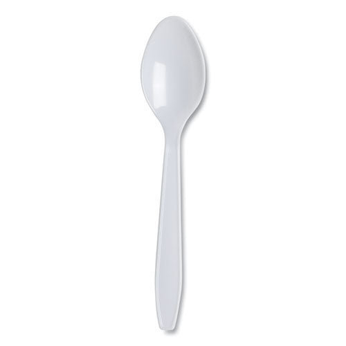 Lightweight Polystyrene Cutlery, Teaspoon, White, 1,000-carton
