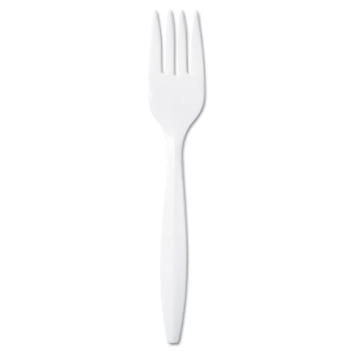 Plastic Cutlery, Mediumweight Forks, White, 1,000-carton