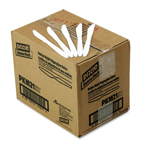 Plastic Cutlery, Mediumweight Knives, White, 1,000-carton