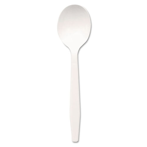 Plastic Cutlery, Mediumweight Soup Spoons, White, 1,000-carton