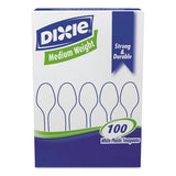 Plastic Cutlery, Heavy Mediumweight Teaspoons, White, 100-box