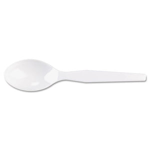 Plastic Cutlery, Heavy Mediumweight Teaspoons, White, 100-box