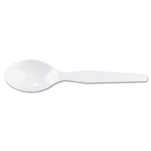 Plastic Cutlery, Heavy Mediumweight Teaspoons, White, 100-box